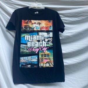 Surf Style black Miami Beach Party City Tee, size small
